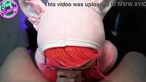 Petite cosplay step-sister give aheago blowjob and let him cum in mouth