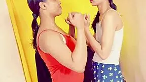 two girls exploring lesbian vibes with double cumshots 😏💦