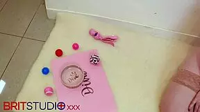 Submissive Pornstar Swallows Cum From Bowl After Deepthroat Blowjob.