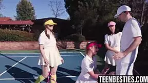 Big tits besties foursome pov hardcore fucking after hot pussy licking sixtynine eat jizz in the end.