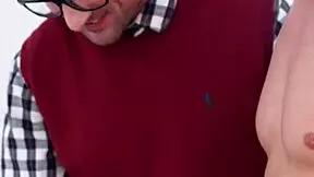 Busty brunette receives double penetration and a facial