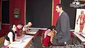 Shy Petite Student Screws Teacher In School!