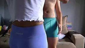 Watch her grind in tight leggings until he cums!