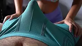 Watch her grind in tight leggings until he cums!