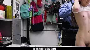 Shoplifter teen trying to escape from her handcuffs - myshopfuck