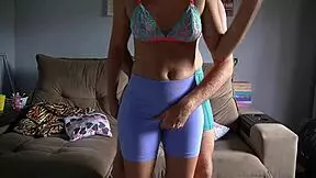 Watch her grind in tight leggings until he cums!
