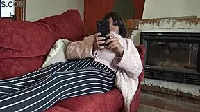 Horny pregnant stepmother tells stepson to fuck her hairy pussy!