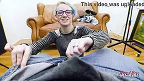 PETITE BLUE HAIRED RAVEN FINGER FUCKS HER TWAT AND SUCKS A JUICY BIG COCK!!!