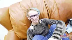 PETITE BLUE HAIRED RAVEN FINGER FUCKS HER TWAT AND SUCKS A JUICY BIG COCK!!!