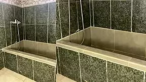 hot hellcat takes off her clothes and washes her wet hot milf body