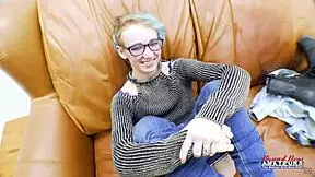 PETITE BLUE HAIRED RAVEN FINGER FUCKS HER TWAT AND SUCKS A JUICY BIG COCK!!!