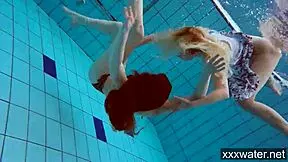 Hot Russian girls swimming in the pool