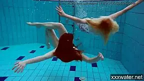 Hot Russian girls swimming in the pool