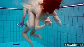 Hot Russian girls swimming in the pool