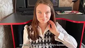 Stepdaughter stops stepfather from game but sucks dick with swallow