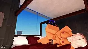 Blonde teen model Sophie returns and has fun with her headless manager in Roblox