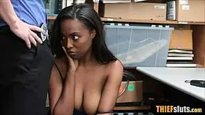 busty ebony teen thief gets punished by perv officer 😈