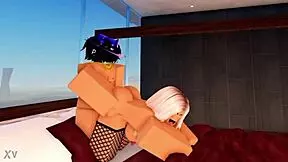 Blonde teen model Sophie returns and has fun with her headless manager in Roblox