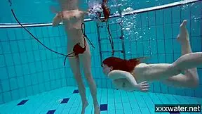 Hot Russian girls swimming in the pool