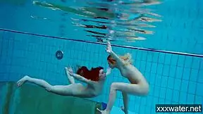 Hot Russian girls swimming in the pool