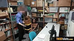 busty ebony teen thief gets punished by perv officer 😈