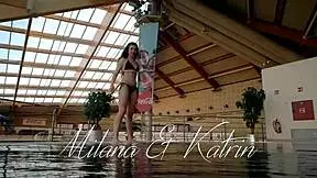 Hot Russian girls swimming in the pool