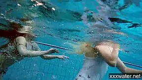 Hot Russian girls swimming in the pool