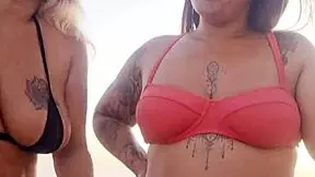 Talking Dirty On Beach With Naughty Friend Then Taking Novice's Virginity