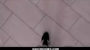 Skinny stepdaughter begs stepdad for POV fuck after class!