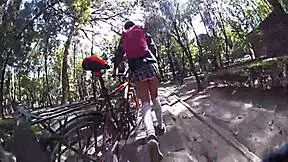 showing off in miniskirt around the city