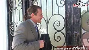 thin brunette woman with perfect figure in intense scene