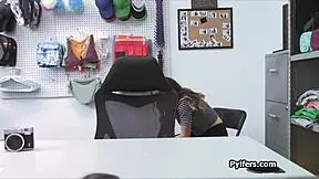 Busty teen shae performs a blowjob and rides the officer's cock in the office after getting caught on hidden cctv