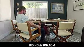 busty stepmom carmela clutch blows sergeant miles under the table 😏