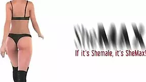 Pretty Face Ladyboy Poses In Bikini And Strokes Curved Cock