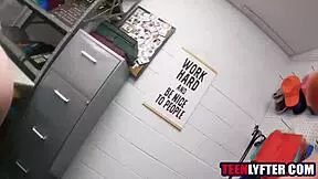 Young redhead shoplifter stripped and confronted in the shop