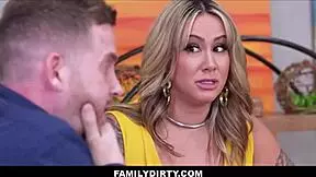 Blonde Milf Stepmom Catches Tiny Teen Stepdaughter Riding Stepdad's Big Dick In Dining Room With Freya Von Doom, Misty Meaner, Tony Rubino