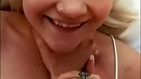 Blonde teen shakes with squirting orgasm in homemade video