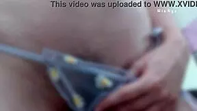 Sexy pink hairy pussy in see through lingerie!