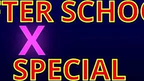 After school, a rough milf teacher dominates a young student with licking and pussy play until orgasm.