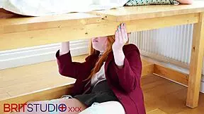 Victoria Greene Sucks Cock, Gets Uniform Drenched in Cum at Milking Table