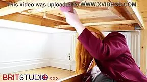 Victoria Greene Sucks Cock, Gets Uniform Drenched in Cum at Milking Table