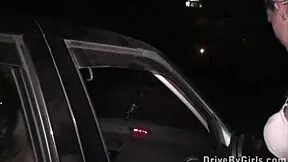 Big boobs girl Krystal Swift undresses in car on way to public dogging