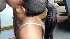 She shares a meal with stepbrothers in amateur couple setting