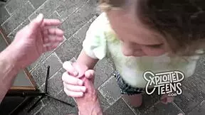 she's blonde, weighs 85 lbs, and loves sucking cock