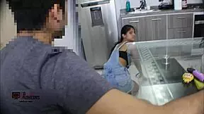 Latina Maid Receives Extreme Creampie in Homemade Interracial Encounter