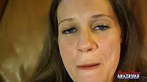 petite mature brunette julia gives a wet bj and masturbates with a dildo