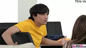 Intense emotions surge as teen stepsister shares petite bestie and big cock stepbro in forbidden threesome.