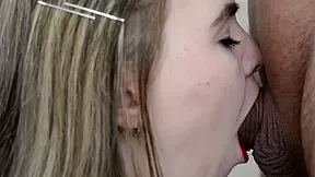 Sucks cock with beautiful lips