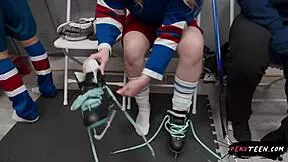 Big ass teen seduces cameraman intensely in locker room