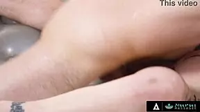 Naughty tattooed masseuse kaiia eve gives a relaxing nuru massage with deepthroat and riding